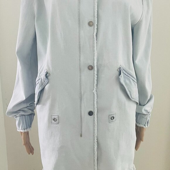 Coalition LA Distressed Denim Hooded Jacket Size Small - Picture 2 of 9